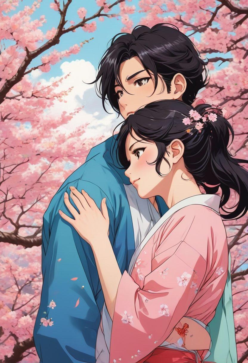 A collage of anime characters showcasing the evolution from Shoujo Ai to Ecchi, featuring romantic scenes with delicate pastel colors and playful energy on one side and more bold, suggestive poses on the other. Include elements like cherry blossoms and dynamic action poses to illustrate the diversity in themes. Blend the two styles seamlessly to represent the spectrum of emotions. vibrant colors. comic book style.